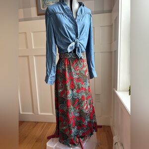 Vintage‎ Paisley Print Red and Blue Women's Skirt Size Medium